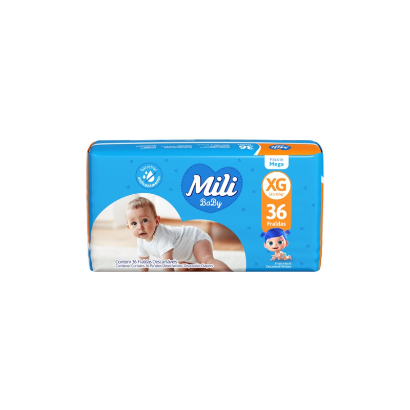 FRALDA MILI ULTRA SECA MEGA XG COM 36 UNIDADES