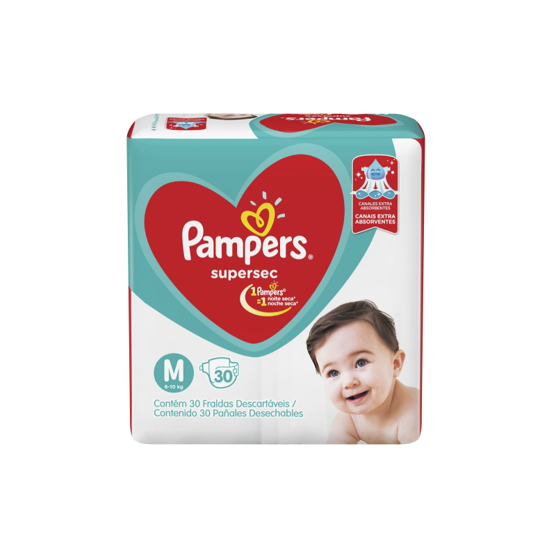 FRALDA PAMPERS SUPERSEC M COM 30 UNIDADES