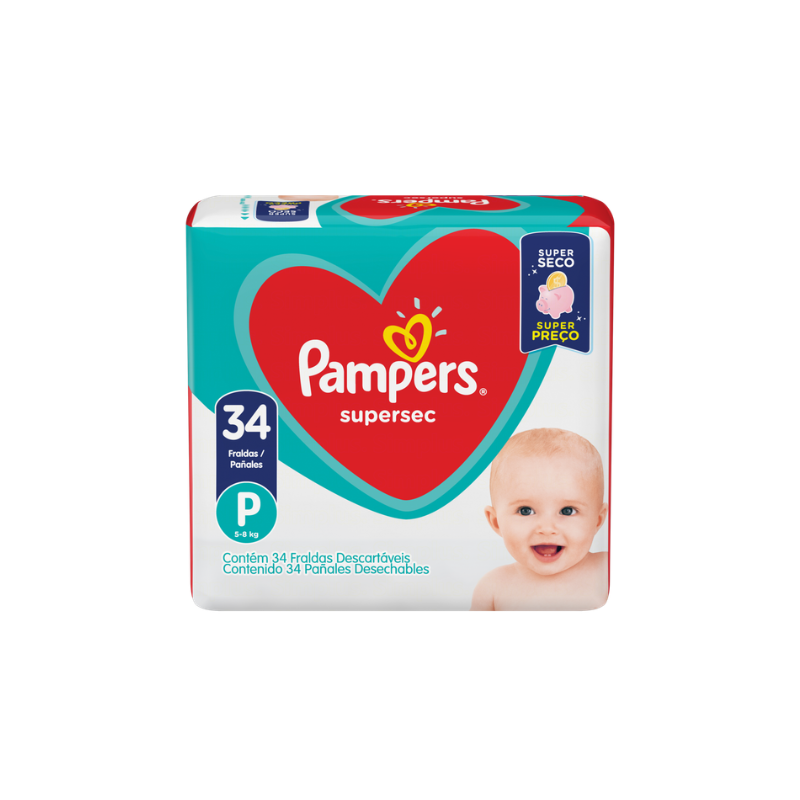 FRALDA PAMPERS SUPERSEC P COM 34 UNIDADES