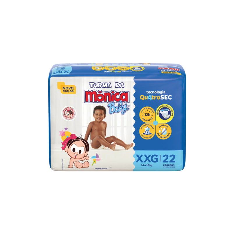 FRALDA TURMA DA MÔNICA BABY XXG COM 22 UNIDADES