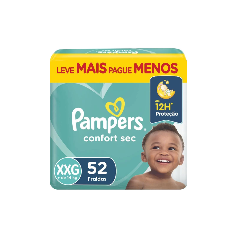 FRALDA PAMPERS CONFORT SEC BAG XXG  COM 52 UNIDADES