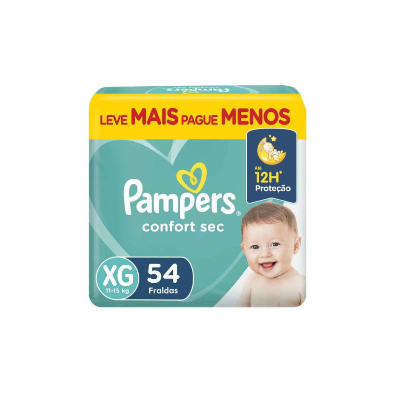 FRALDA PAMPERS CONFORT SEC BAG XG COM 54 UNIDADES