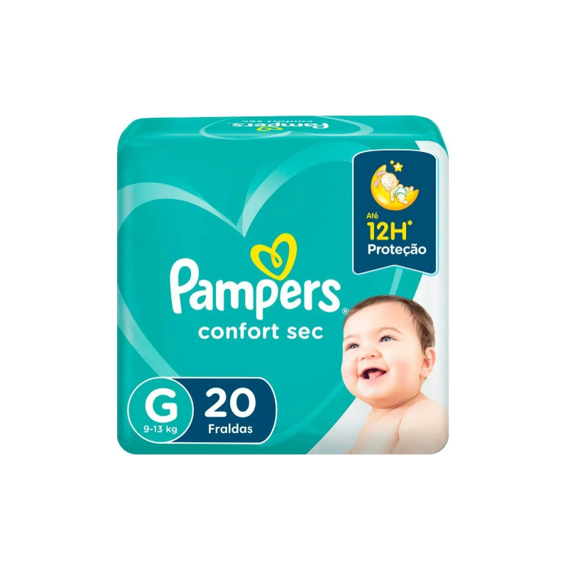 FRALDA PAMPERS CONFORT SEC G COM 20 UNIDADES