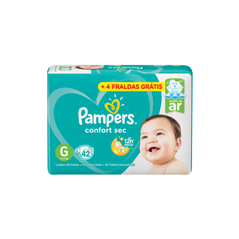 FRALDA PAMPERS CONFORT SEC G COM 42 UNIDADES