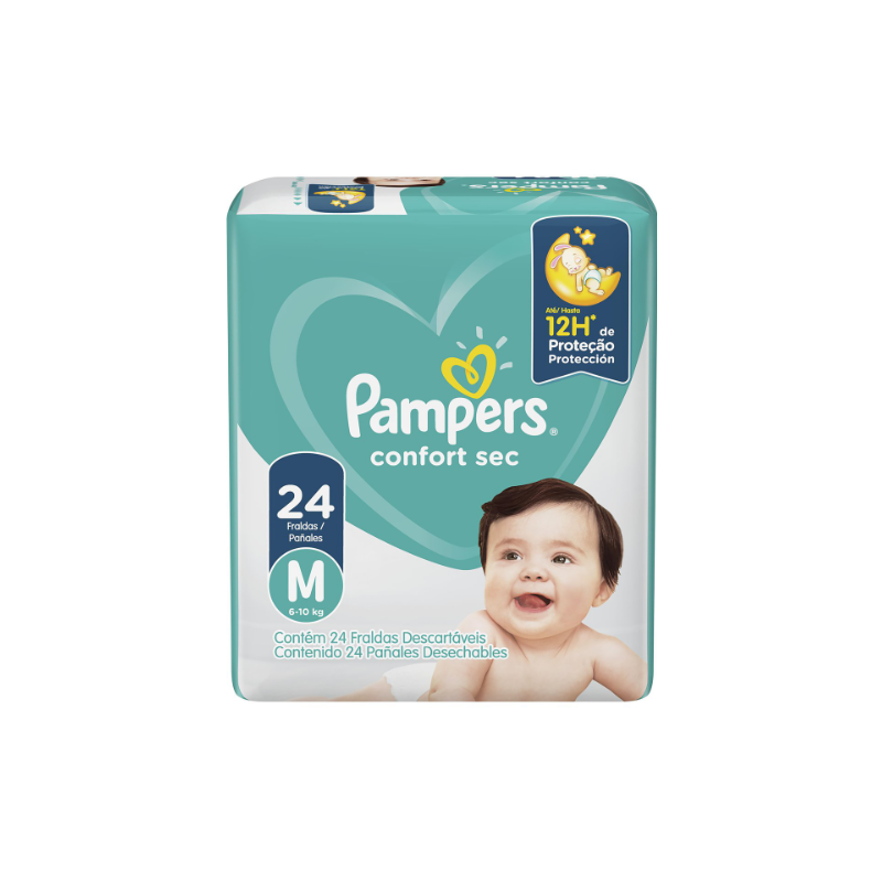 FRALDA PAMPERS CONFORT SEC M COM 24 UNIDADES