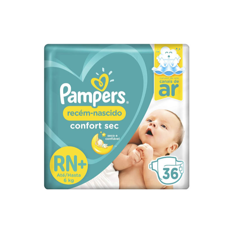 FRALDA PAMPERS CONFORT SEC MEGA RN COM 36 UNIDADES