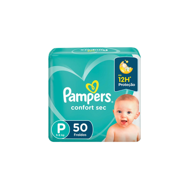 FRALDA PAMPERS CONFORT SEC P COM 50 UNIDADES