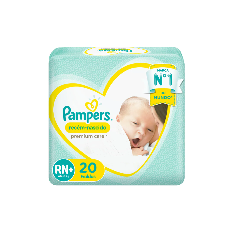 FRALDA PAMPERS PREMIUM CARE TAM RN C/20 UNIDADES