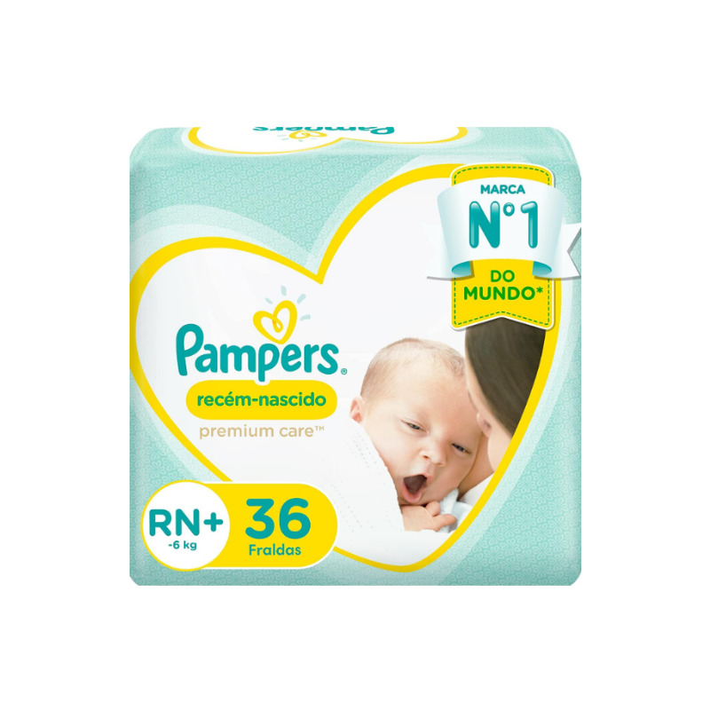 FRALDA PAMPERS  RN+ PREMIUN COM 36 UNIDADES 