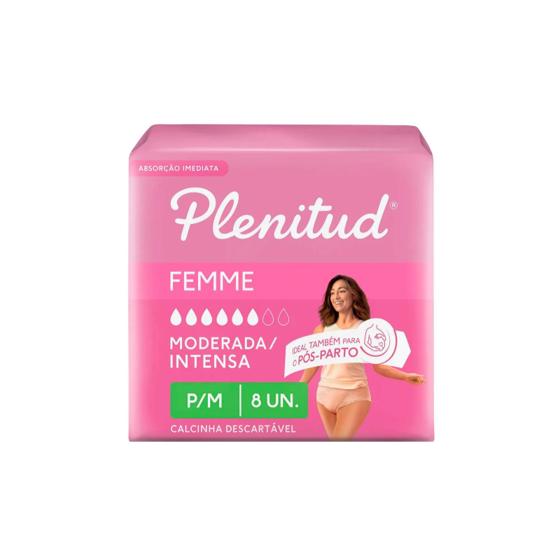 FRALDA PLENITUDE ROUPA INTIMA ACTIVE ROSA FIT P/M COM 8 UNI