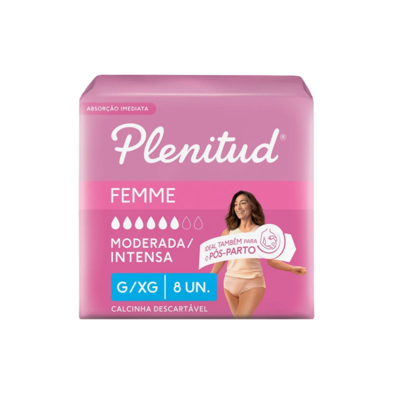 ROUPA INTIMA PLENITUD FEMM G/XG FEMININA COM 08 UNIDADES