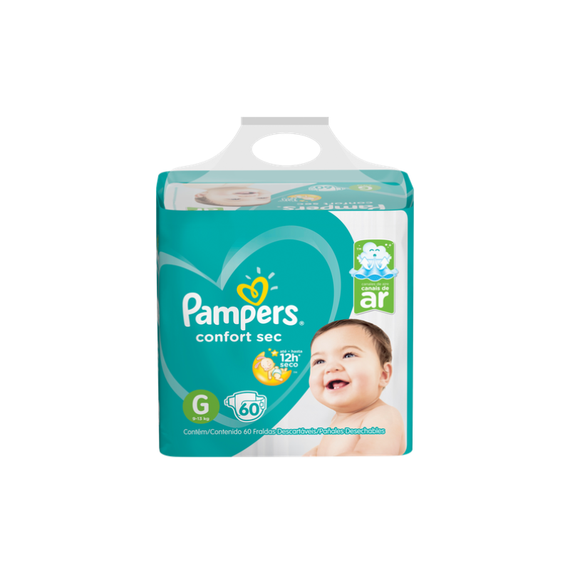 FRALDA PAMPERS CONFORTSEC SUPER BAG G COM 60 UNIDADES