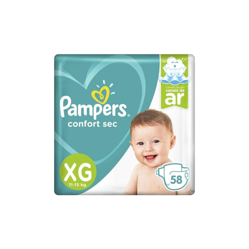 FRALDA PAMPERS CONFORTSEC SUPER BAG XG COM 58 UNIDADES