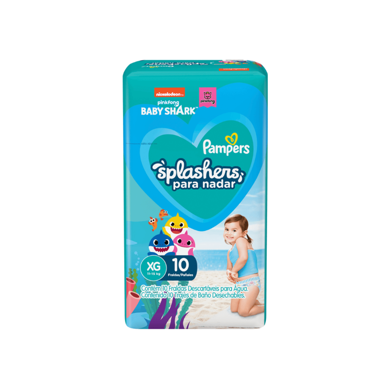 FRALDA PAMPERS SPLASHERS COM G/XG 10 UNIDADES