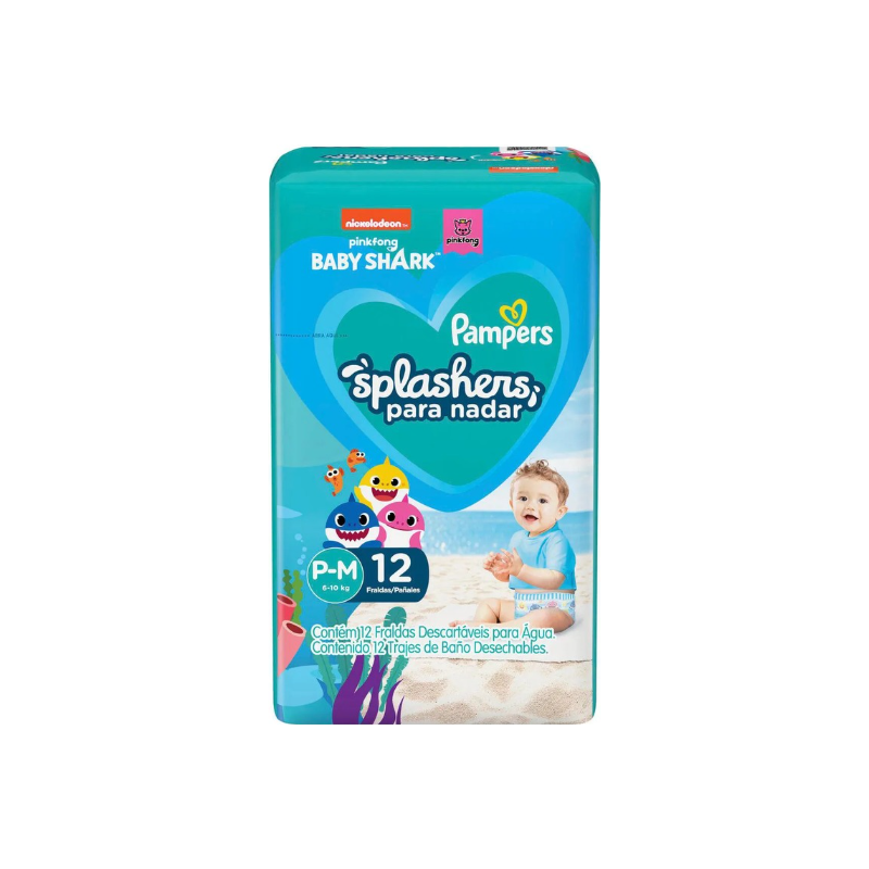 FRALDA PAMPERS SPLASHERS COM P/M 12 UNIDADES