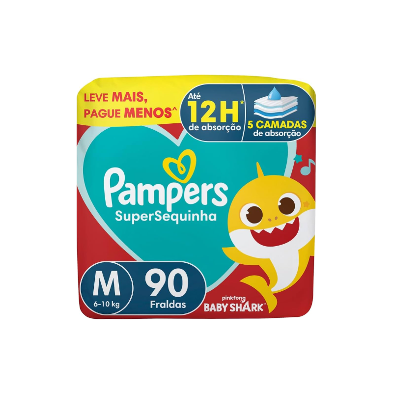 FRALDA PAMPERS SUPERSEC TAMANHO M 90 UNIDADES