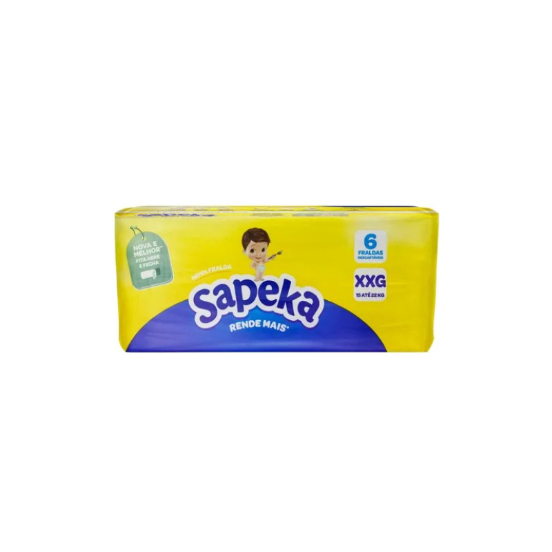 FRALDA SAPEKA REG RENDE MAIS XXG 6 UNIDADES