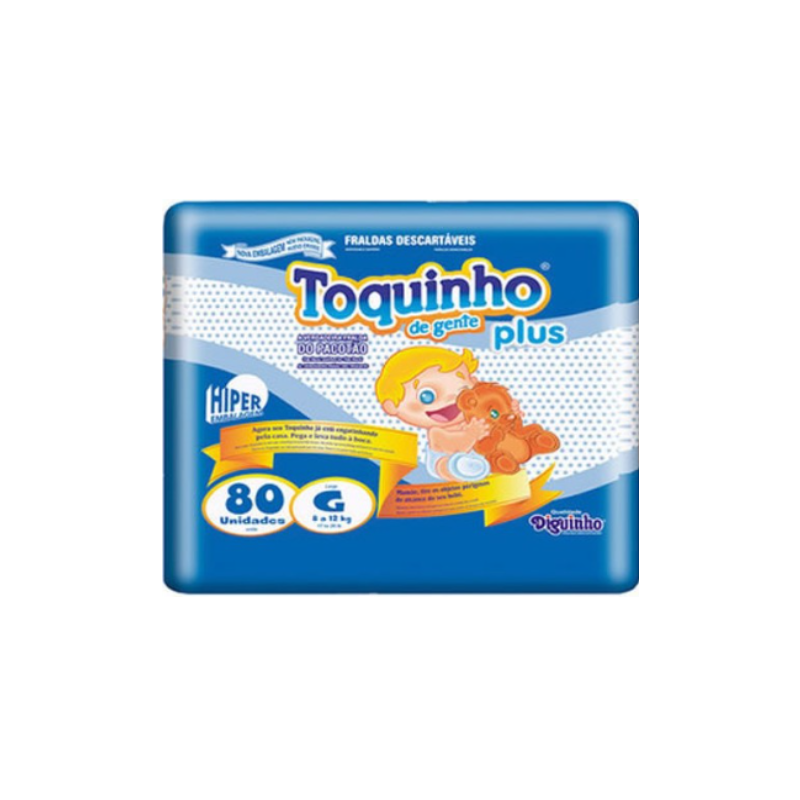 FRALDA TOQUINHO PLUS G COM 80 UNIDADES