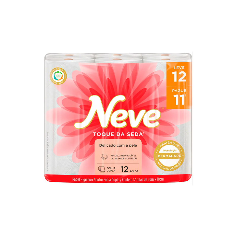 PAPEL HIGIENICO NEVE TOQUE SEDA 30M LEVE12 PAGUE 11 UNIDADES