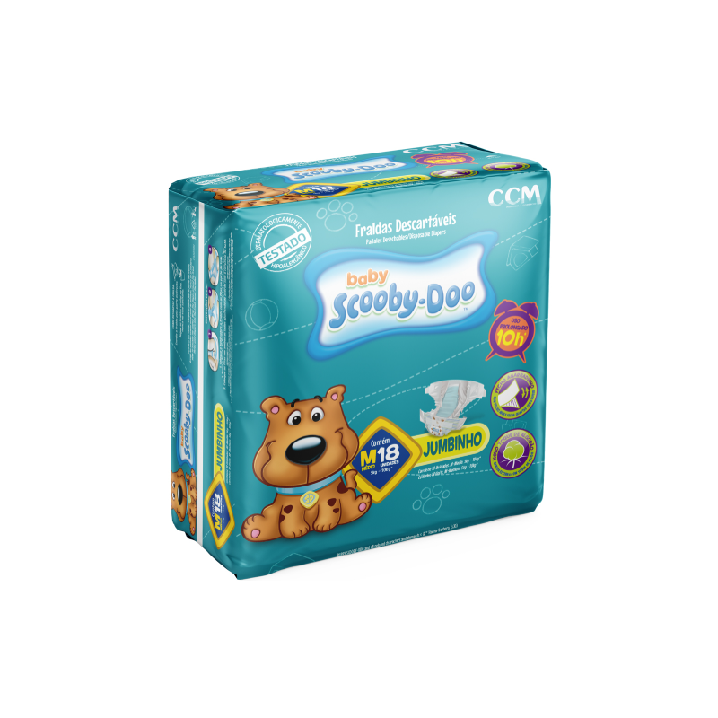 FRALDA SCOOBY DOO JUMBINHO M COM 18 UNIDADES