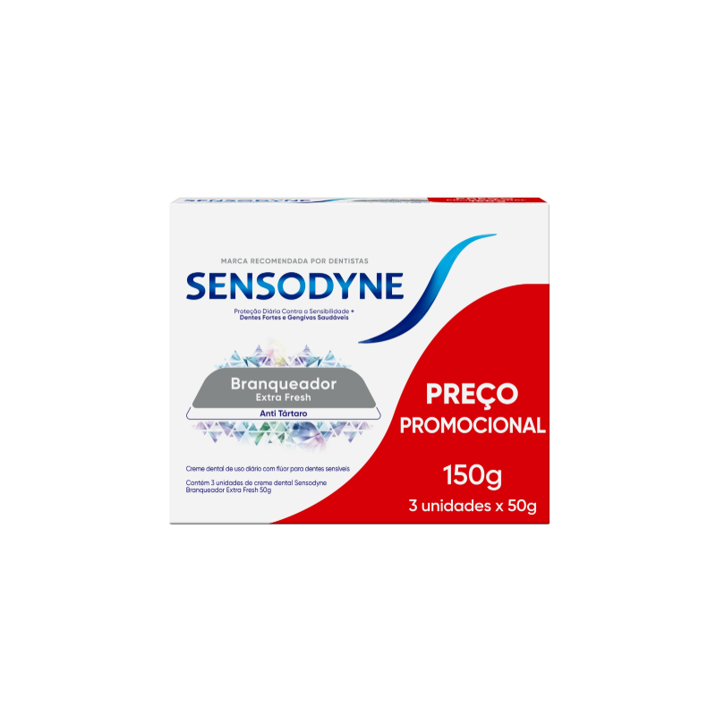 KIT CREME DENTAL SENSODYNE BRANQUEADOR EXTRA FRESH 50G L3P2