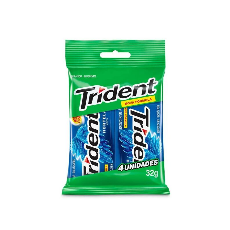 TRIDENT PACOTE COM 4 UNI DE 8 GRAMAS HORTELÃ MENTA