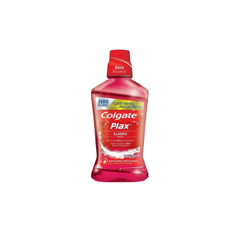 ENXAGUANTE BUCAL COLGATE PLAX CLASSIC ZERO ALCOOL 500ML