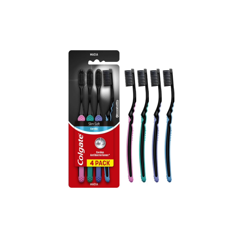ESCOVA DENTAL COLGATE SLIM SOFT BLACK 4 UNIDADES
