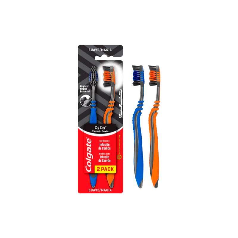 ESCOVA DENTAL COLGATE ZIG ZAG CARVAO 2 UNIDADES