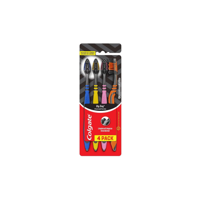ESCOVA DENTAL COLGATE ZIG ZAG CARVAO 4 UNIDADES