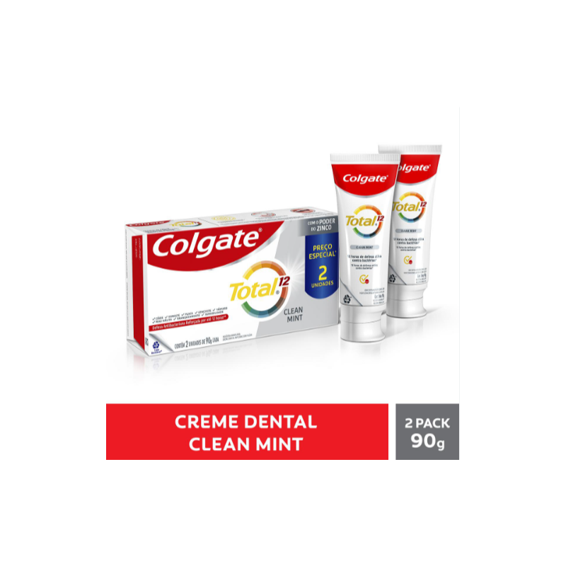KIT CREME DENTAL COLGATE CLEAN MINT 90G COM 2 UNIDADES