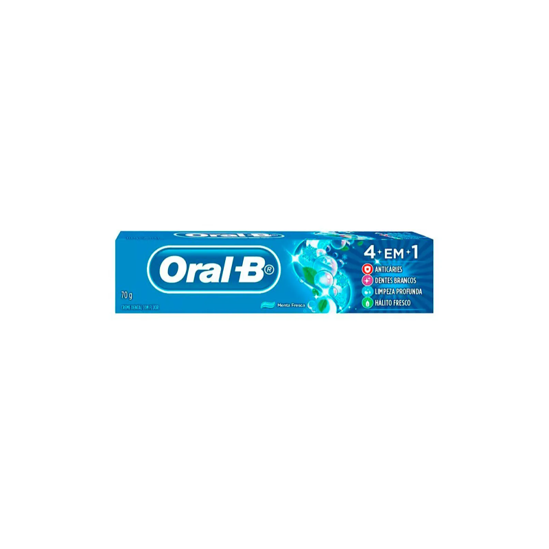 CREME DENTAL ORAL B 4 EM 1 SABOR MENTA FRESCA  COM 70 GRAMAS