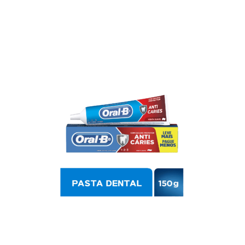 CREME DENTAL ORAL B 123 ANTICARIES MENTA SUAVE  150G