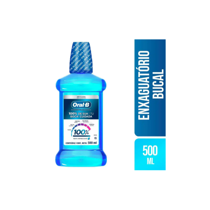 ENXAGUANTE ORAL-B 250ML 100% MENTA SEM ALCOOL