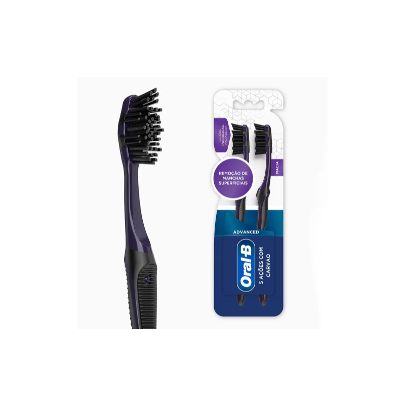 ESCOVA DENTAL ORAL- B 5 AÇOES COM CARVAO ADVANCED 2 UNIDADES