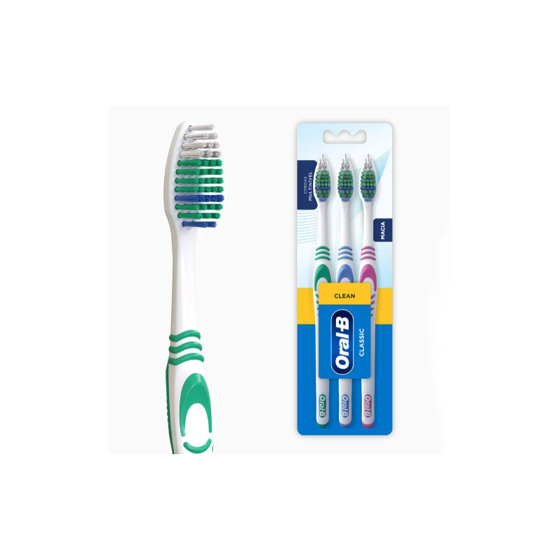 ESCOVA DENTAL ORAL B CLASSIC 123 MEDIA 3 UNIDADES
