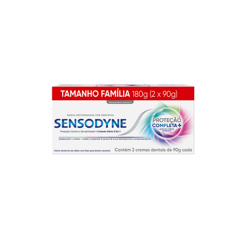 CREME DENTAL SENSODYNE PROTEÇÃO COMPLETA COM 2 UNI DE 90G