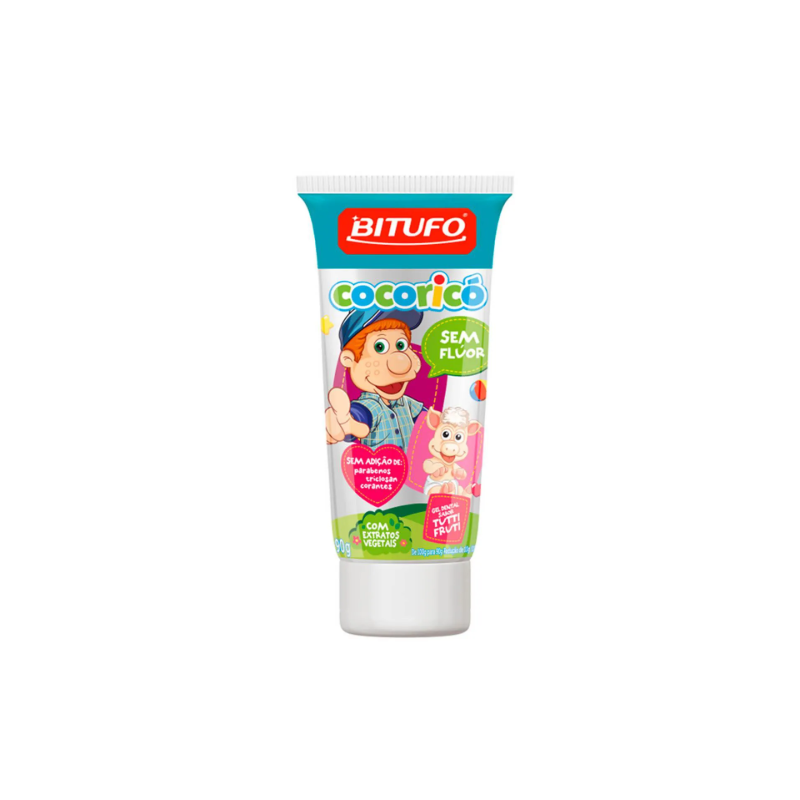 GEL DENTAL INFANTIL BITUFO COCORICO COM FLUOR TUTTI-FRUT 90G