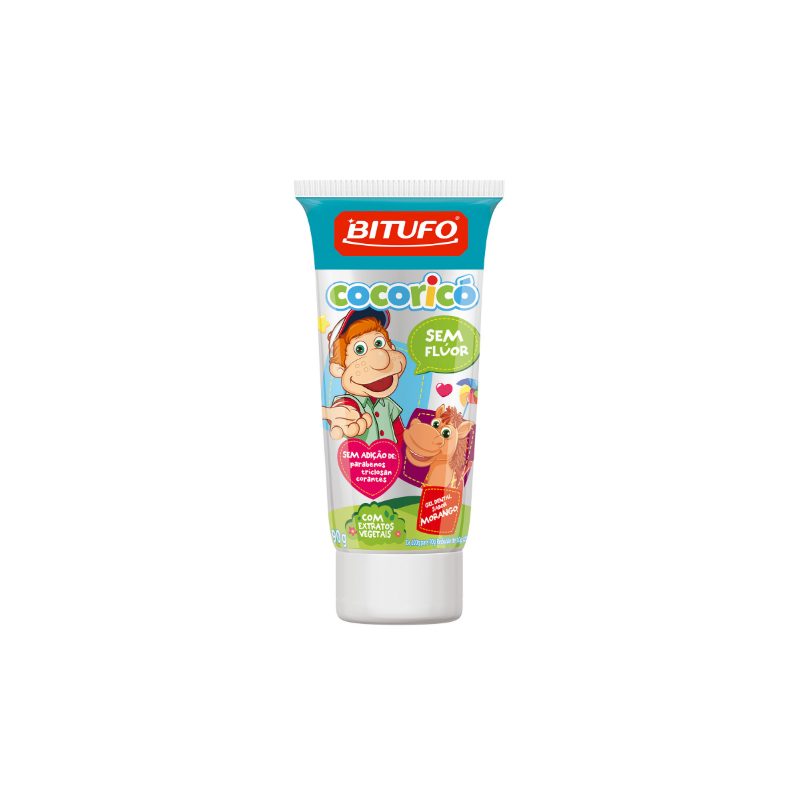 GEL DENT COCORICO SEM FLUOR MORANGO 90G