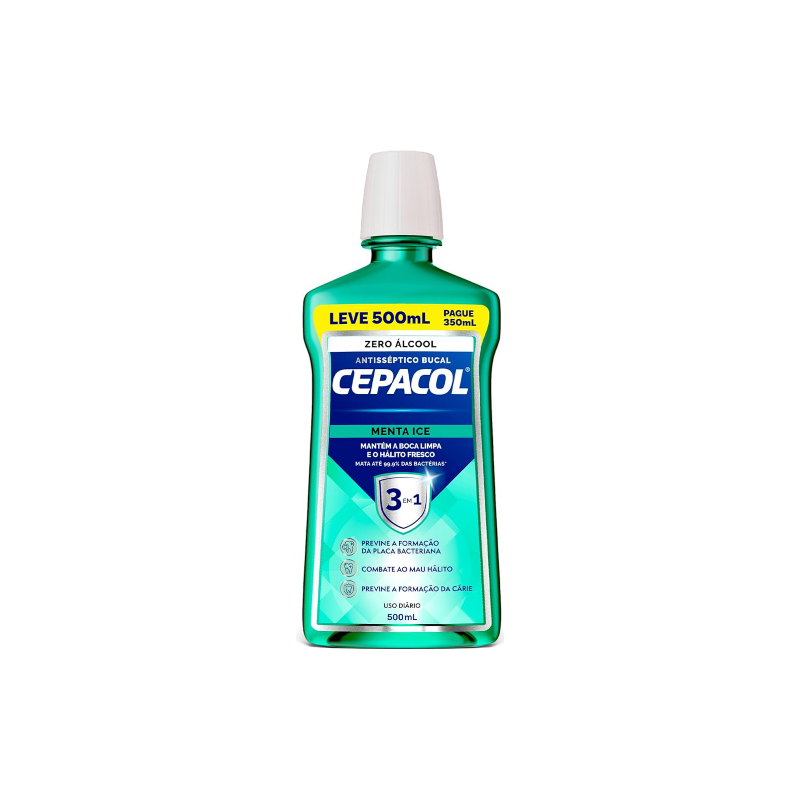 ENXAGUANTE BUCAL CEPACOL MENTA ICE SEM ALCOOL 500ML