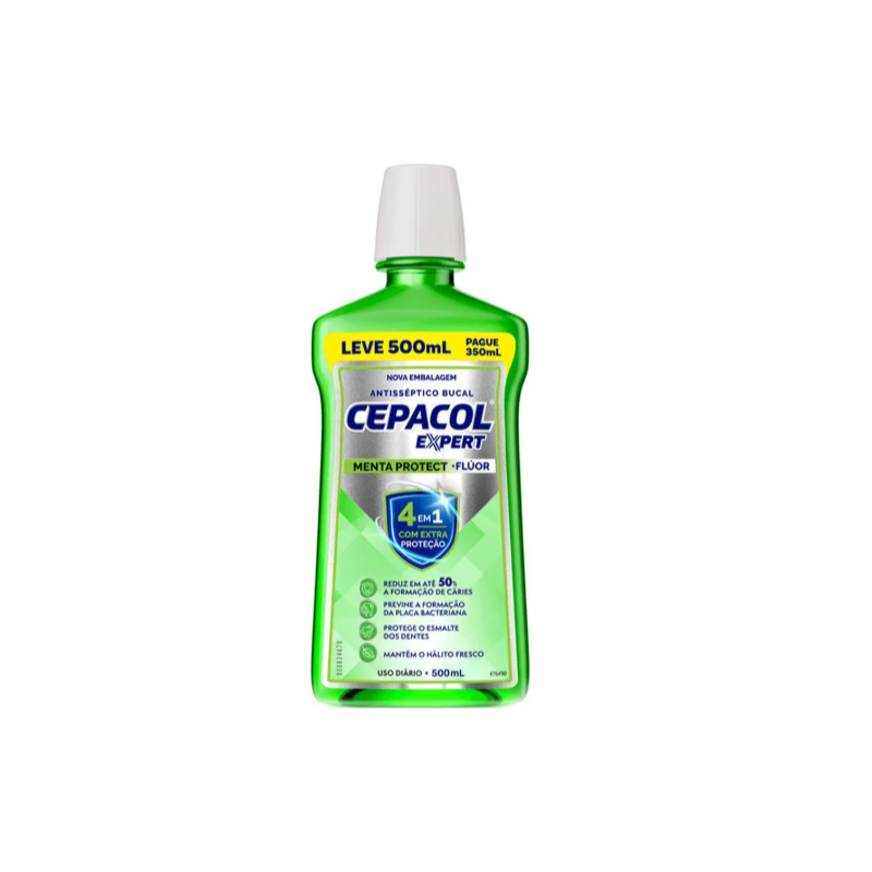 ENXAGUANTE BUCAL CEPACOL MENTA PROTECT+FLUOR L500MLP350ML