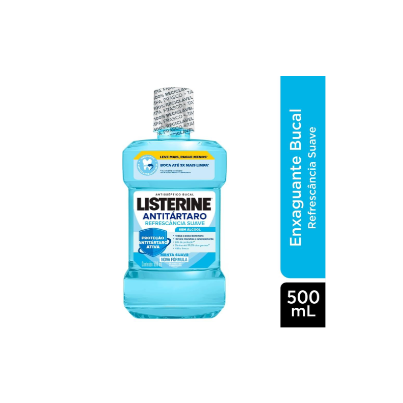 ENXAGUANTE BUCAL LISTERINE ANTI-TARTARO ZERO ALCOOL 500ML