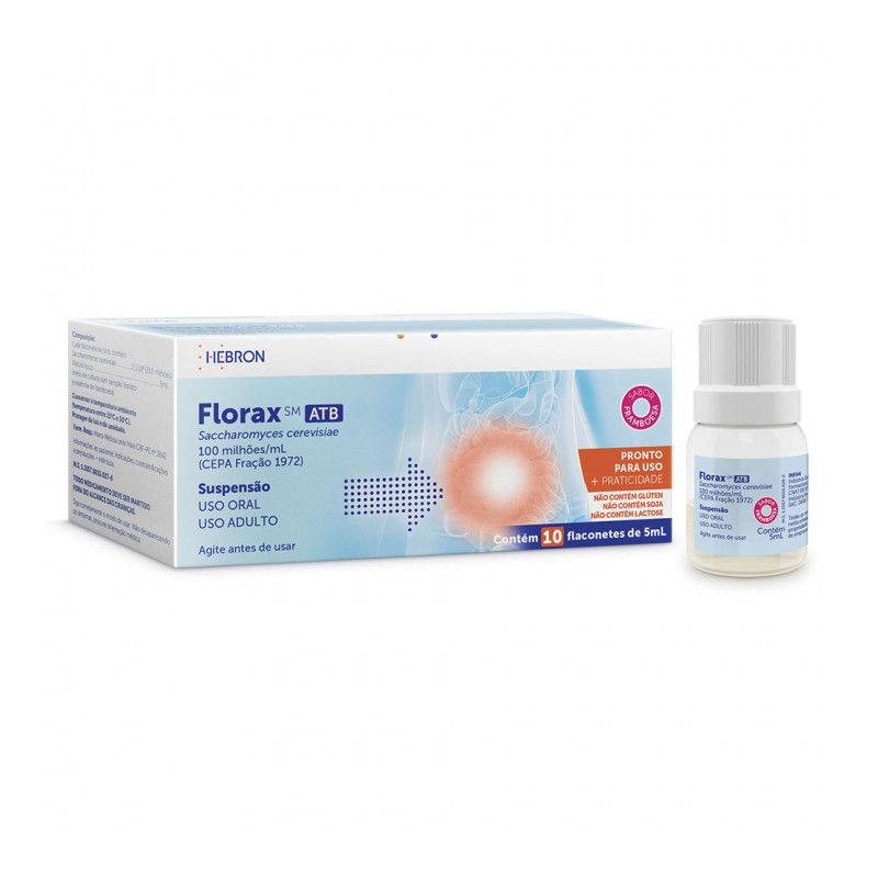 FLORAX SM ATB SUSPENÇÃO COM 10 FLACONETE DE 5ML-FRAMBOESA-