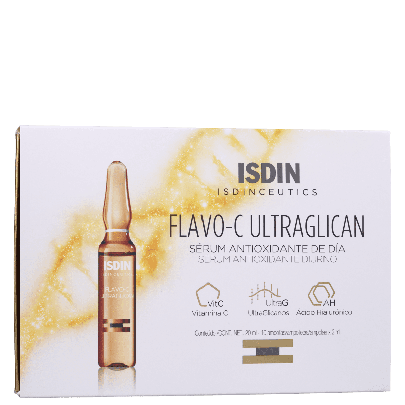 ISDIN FLAVO-C ULTRAGLICAN SERUM ANTIOXIDANTE COM 10 AMPOLA 2ML 
