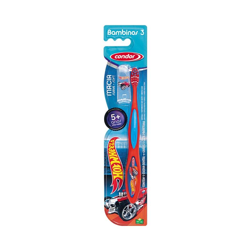 ESCOVA DENTAL  INFANTIL CONDOR HOT WHEELS +5ANOS UNIDADE