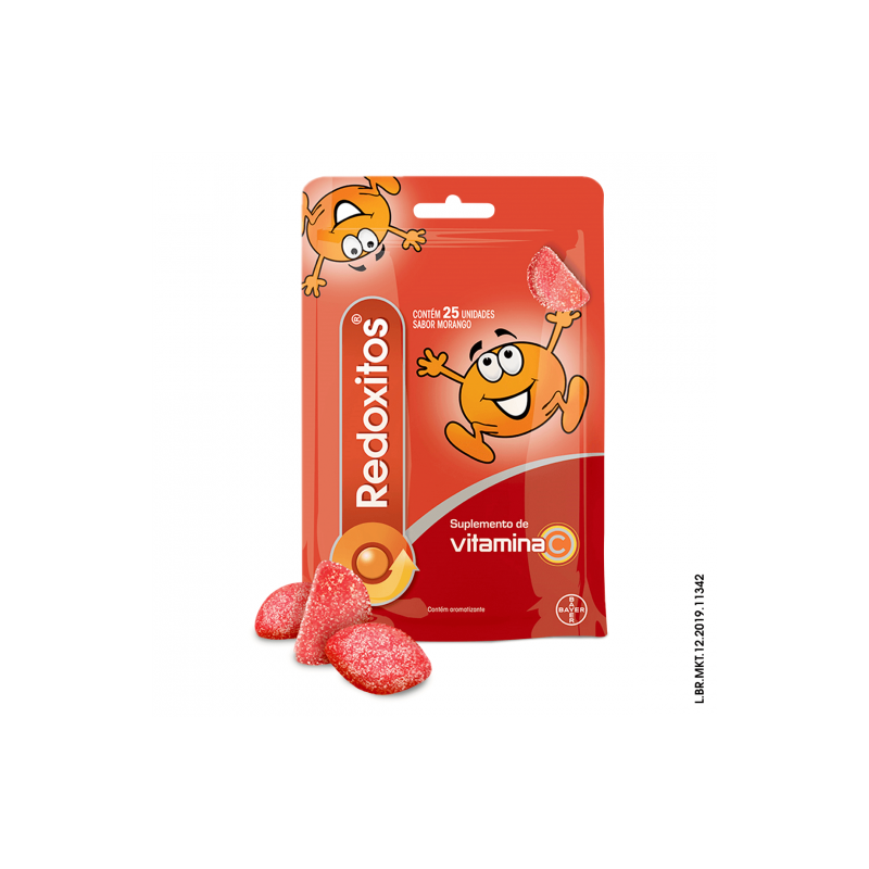REDOXITOS VITAMINA C SABOR MORANGO COM 25 UNIDADES
