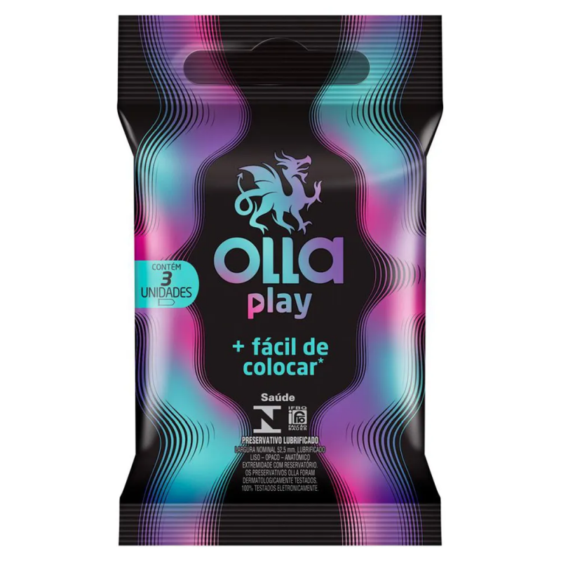 PRESERVATIVO OLLA PLAY COM 3 UNIDADES