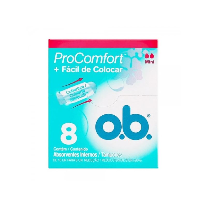 ABSORVENTE INTIMO OB MINI COM 8 UNIDADES