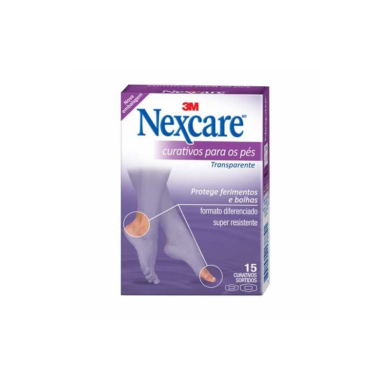 CURATIVO NEXCARE 3M TRANSPARENTE PARA OS PÉS COM 15 UNIDADES