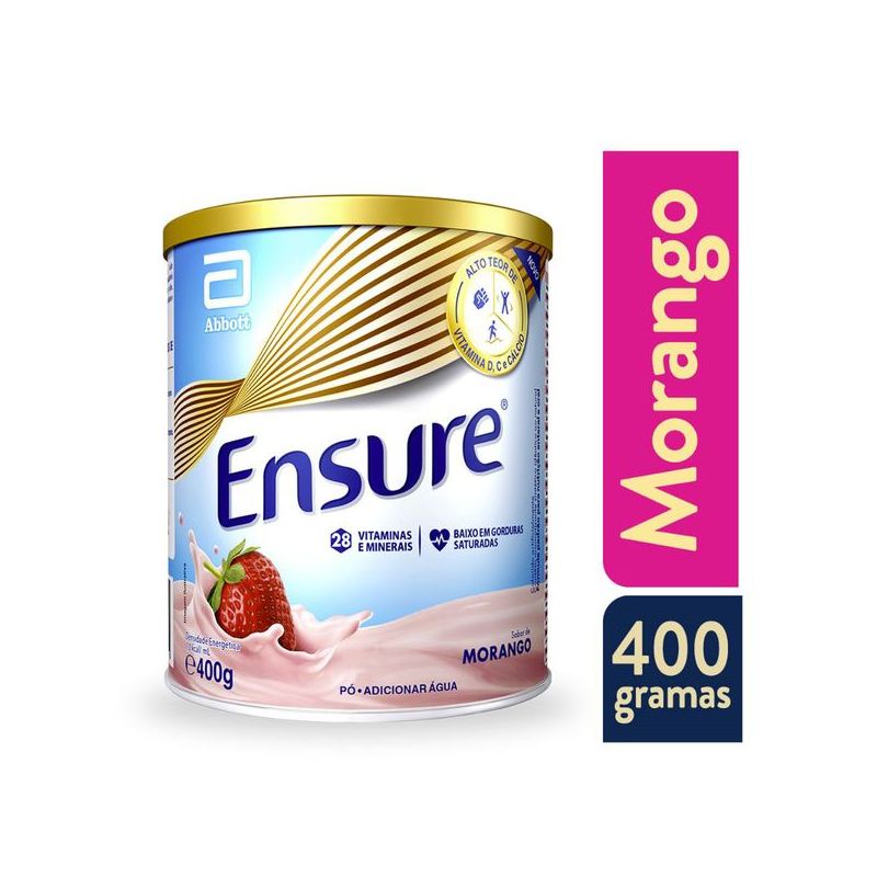 ENSURE PÓ SUPLEMENTO ALIMENTAR SABOR MORANGO 850G 